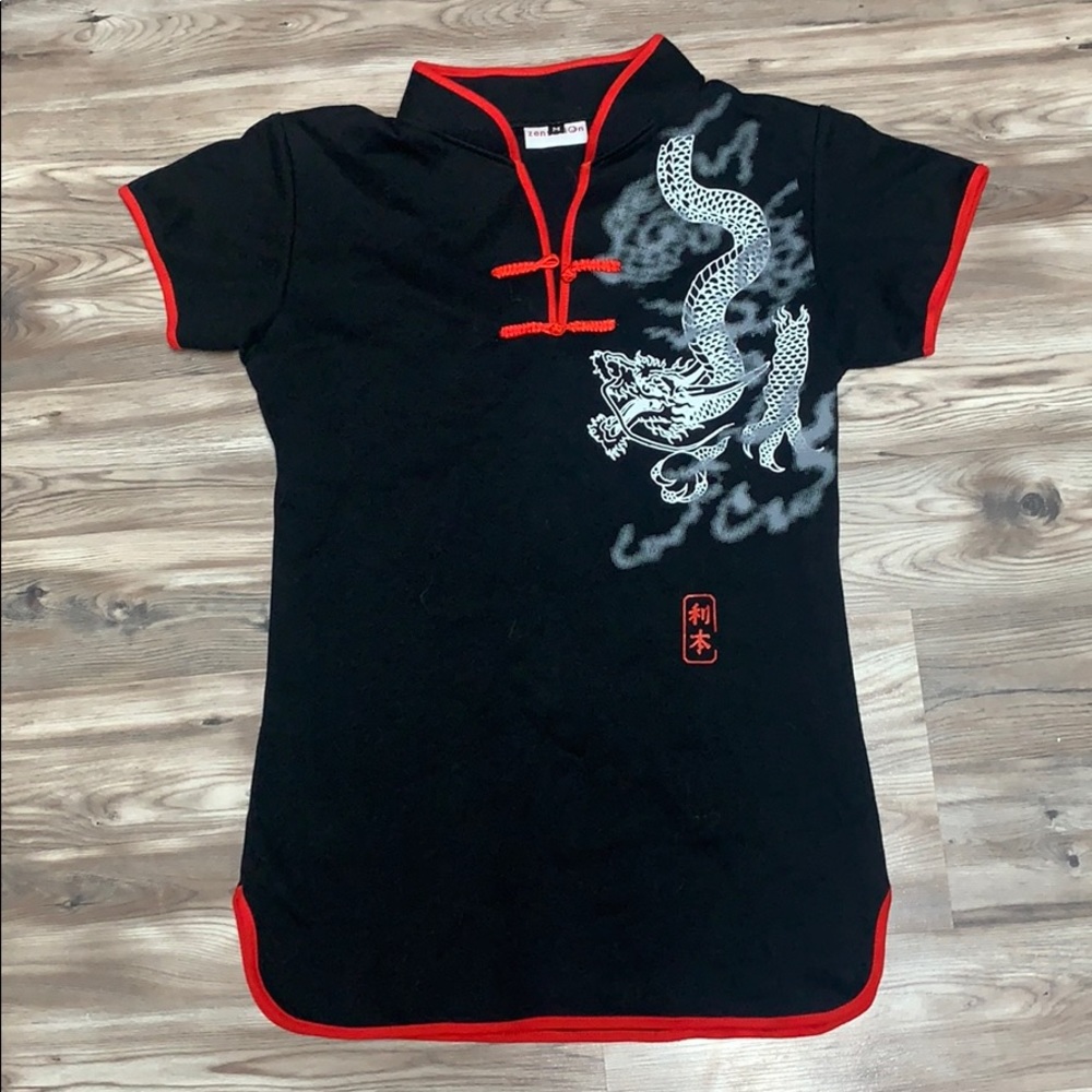 Short Sleeve Dragon Patterned Shirt